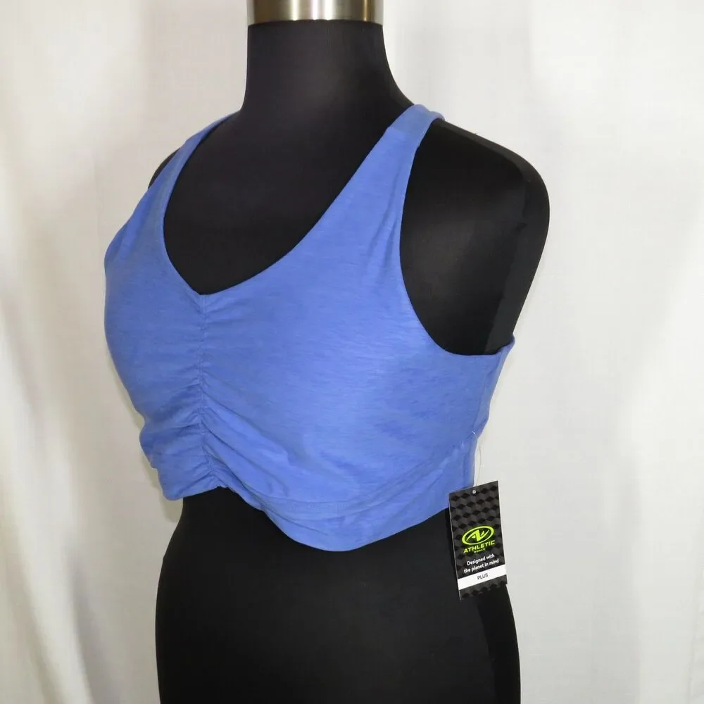 Athletic Works Blue Ruched Front Sports Bra